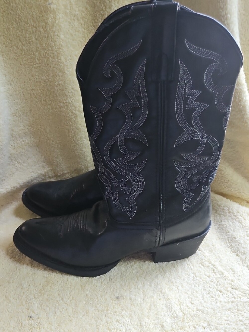 Laredo Black Leather Womans Western Cowboy Boots - Picture 4 of 11